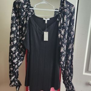 Maurices Floral Sweetheart Neck Blouse